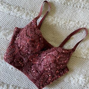 Windsor Sequin Embroidered Crop Top